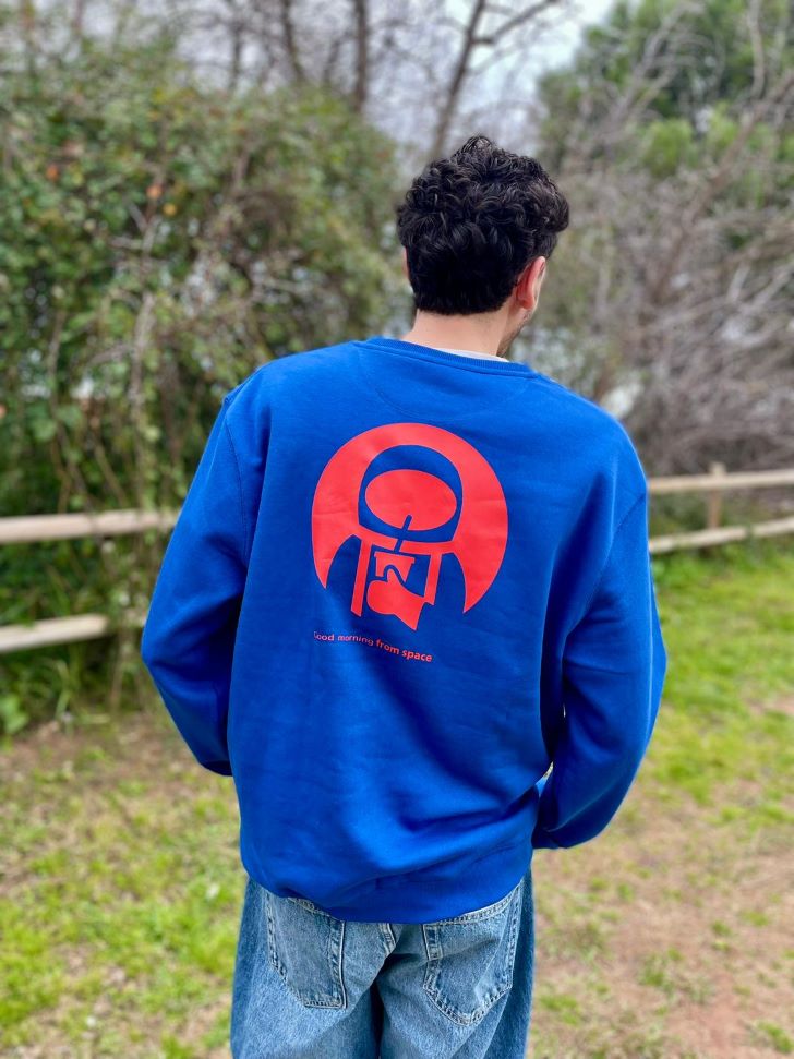 anduvers unisex sudadera astro sin capucha azul trasera