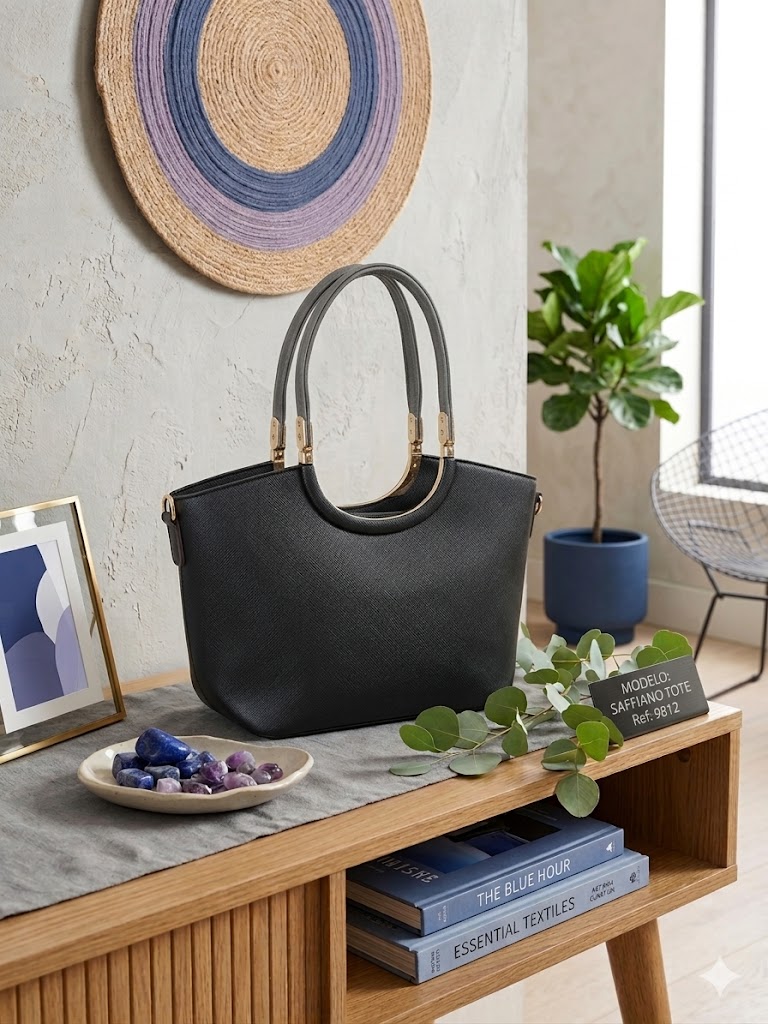 bolso negro asa y dorado