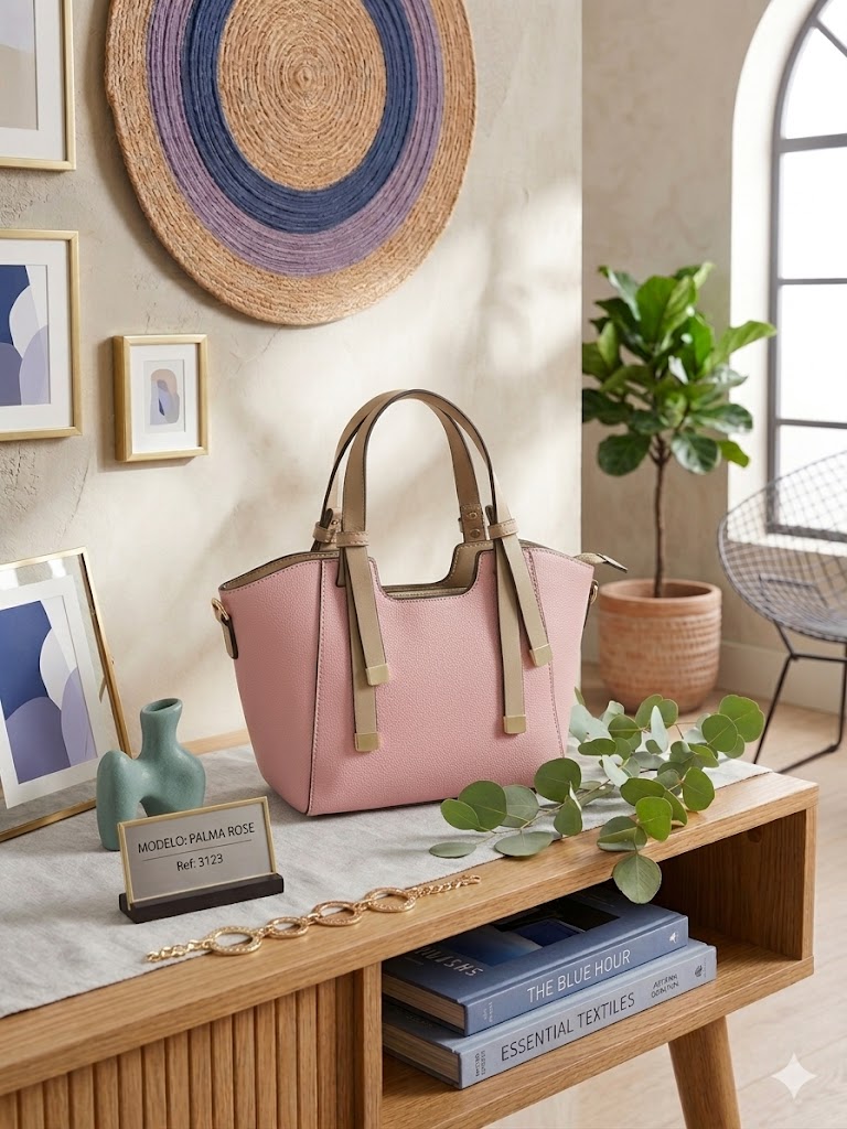 bolso rosa de asas